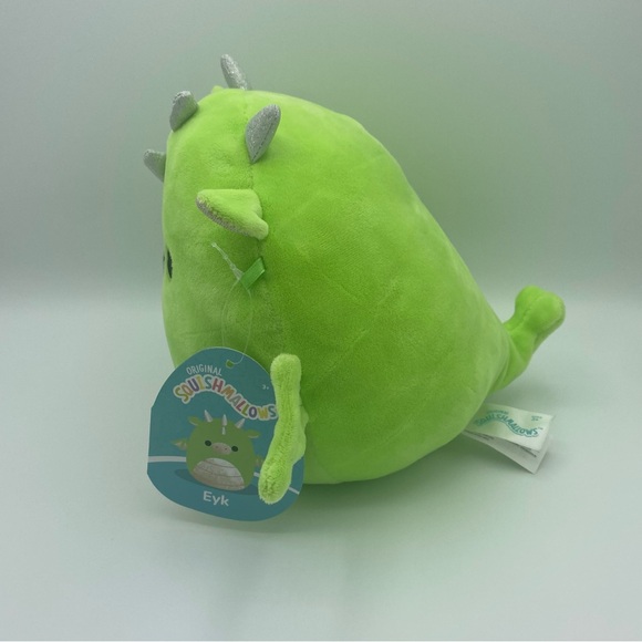 Squishmallows Eyk Dragon Plush Stuffed Toy 8 Inch Green Silver Kellytoy Flaws - Picture 3 of 6